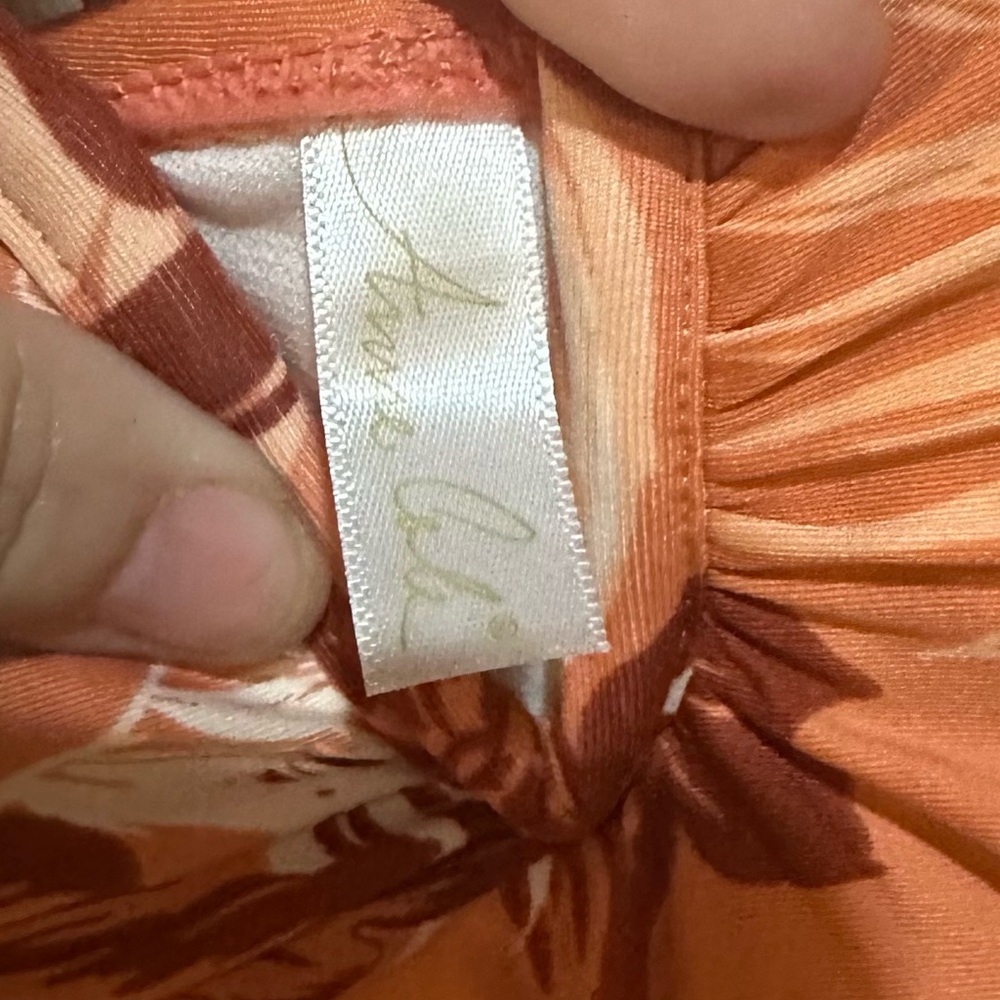 Anne Cole Orange and Brown One Piece Swimsuit with Sweetheart Neckline - Picture 6 of 7